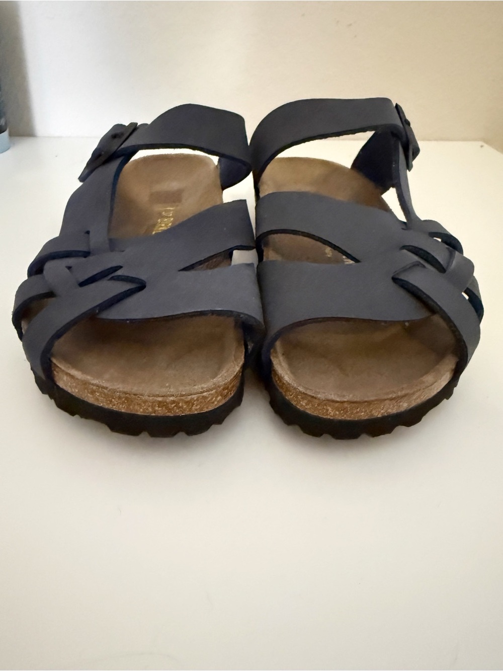 New Birkenstock Pisa Leather Orthopedic Sandals Slides Navy 37 - Picture 4 of 6